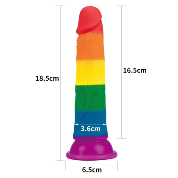 Lovetoy Prider - realistyczny dildo - 19 cm - tęczowy
