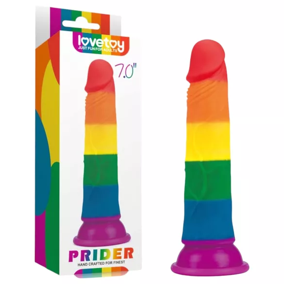 Lovetoy Prider - realistyczny dildo - 19 cm - tęczowy