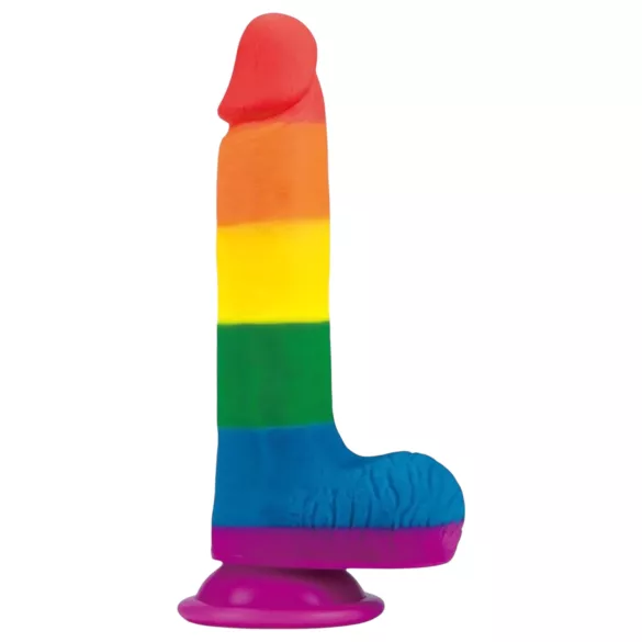 Lovetoy Prider - realistyczny dildo z jądrami - 20 cm - tęczowy