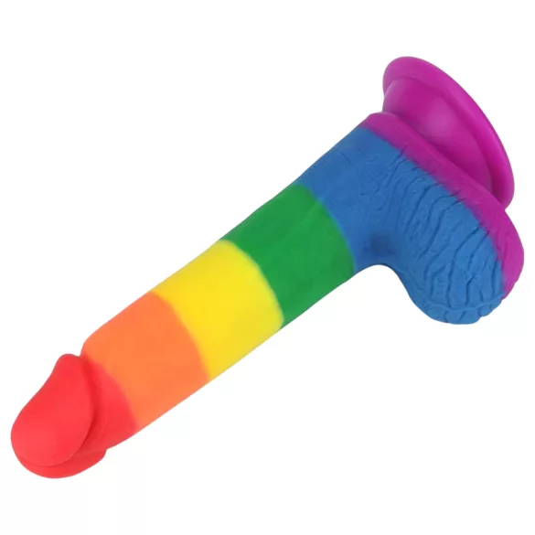 Lovetoy Prider - realistyczny dildo z jądrami - 20 cm - tęczowy