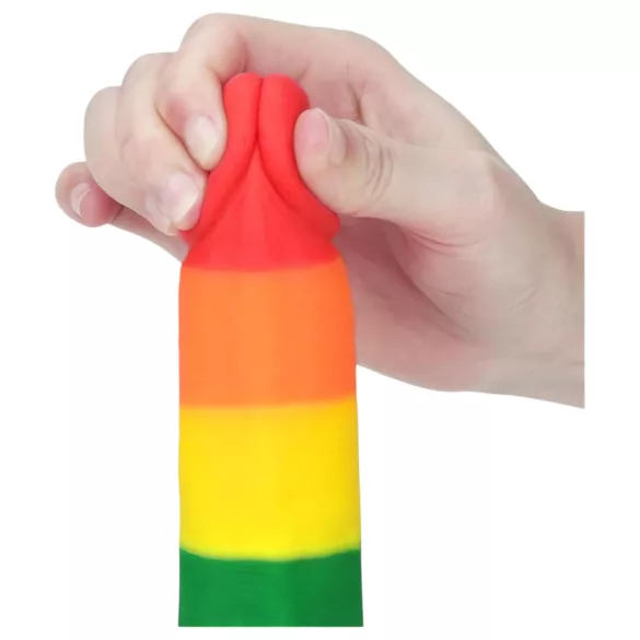 Lovetoy Prider - realistyczny dildo z jądrami - 20 cm - tęczowy