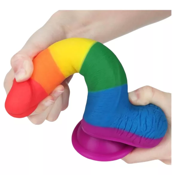 Lovetoy Prider - realistyczny dildo z jądrami - 20 cm - tęczowy