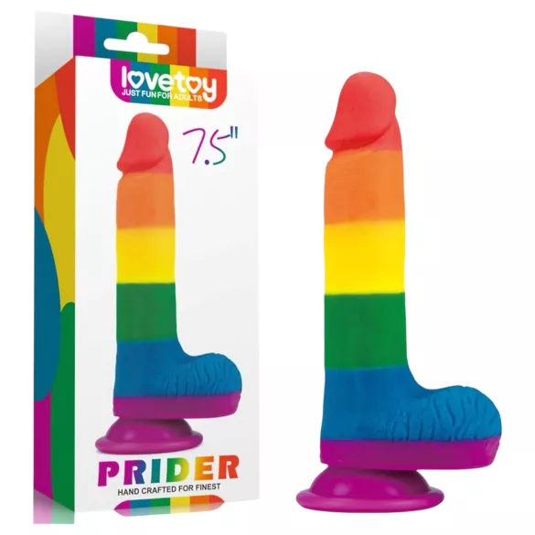 Lovetoy Prider - realistyczny dildo z jądrami - 20 cm - tęczowy