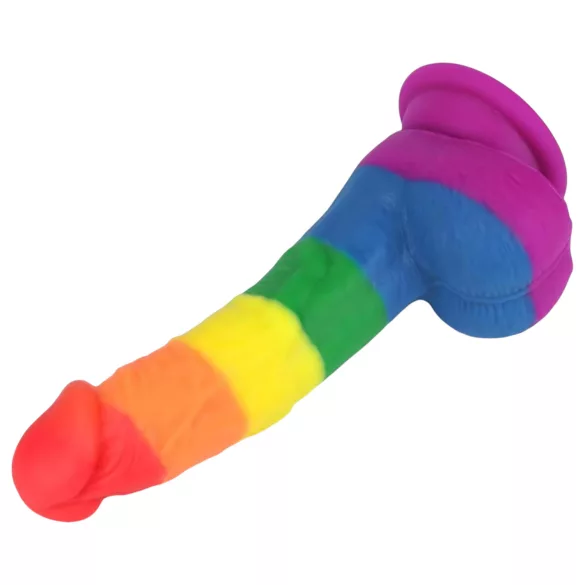 Lovetoy Prider - realistyczny dildo silikonowy - 19 cm - tęczowy