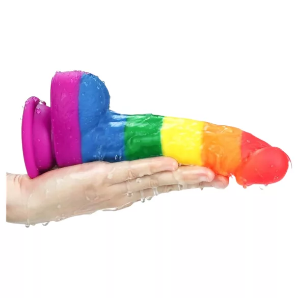 Lovetoy Prider - realistyczny dildo silikonowy - 19 cm - tęczowy