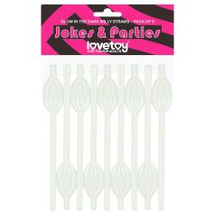 Lovetoy - słomka w kształcie waginy - świecąca - biała
