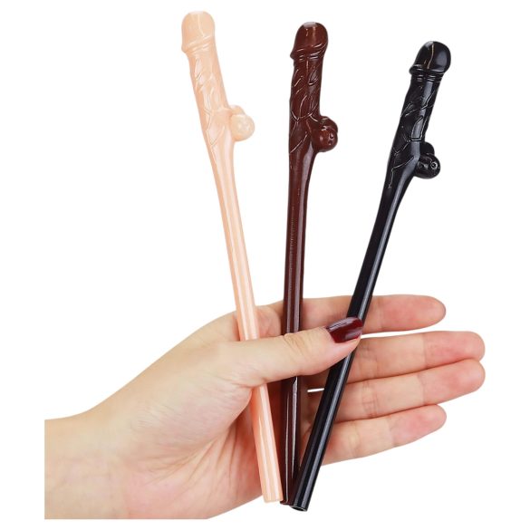 Lovetoy - realistyczna słomka penis w kolorach naturalny-brązowy-czarny