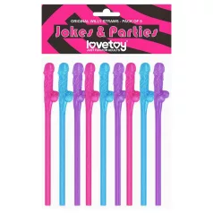   Lovetoy - słomka w kształcie penisa - realistyczna - różowy/niebieski/fioletowy