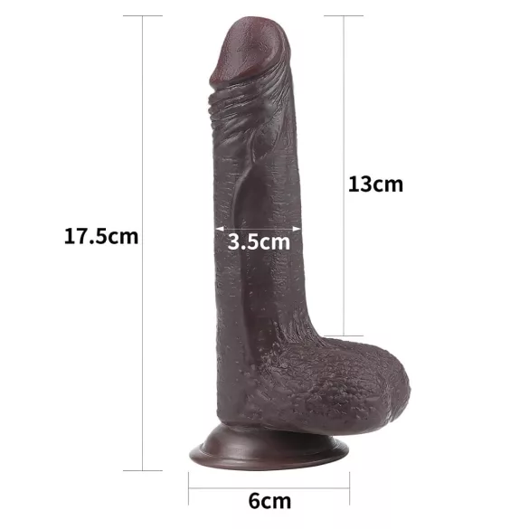 Lovetoy - realistyczny dildo - dwuwarstwowy - 18 cm - brązowy
