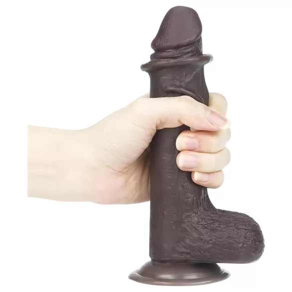 Lovetoy - realistyczny dildo - dwuwarstwowy - 18 cm - brązowy