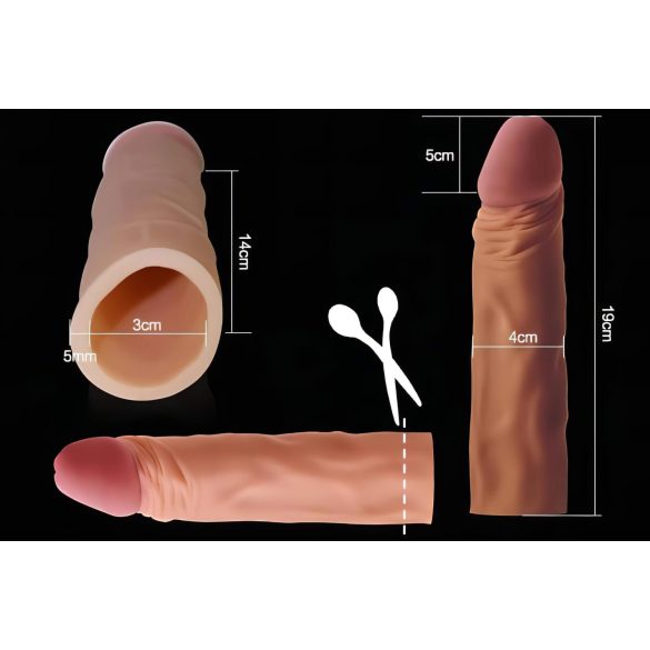 Lovetoy Pleasure X-tender - nakładka na penisa - 19 cm - cielisty