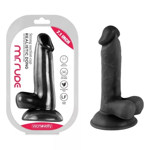 Mr. Rude - realistyczny dildo z jądrami i przyssawką - 17 cm - czarny