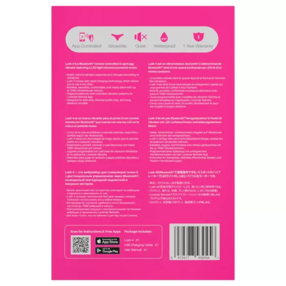LOVENSE Lush 4 - inteligentne jajeczko wibrujące (różowe)