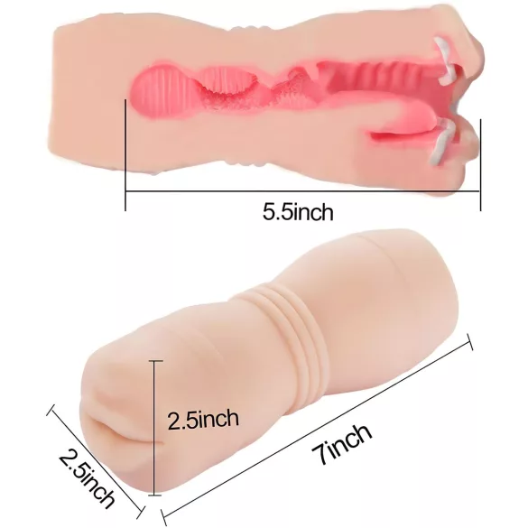 Tracy's Dog Cup - realistyczny masturbator w kształcie ust z zębami (kolor cielisty)