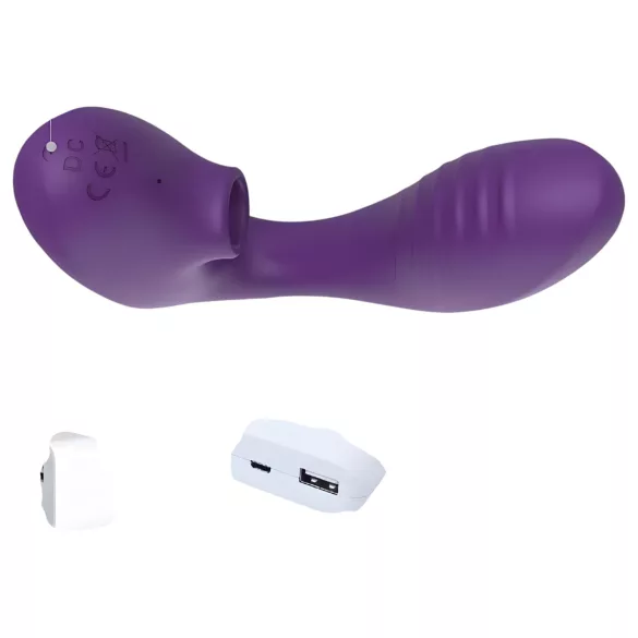 Tracy's Dog 2 - wibrator 2w1 z falami powietrza - silikon fioletowy