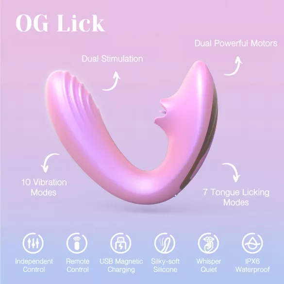 Tracy's Dog OG Lick - wibrator punktu G i stymulator łechtaczki (różowy)