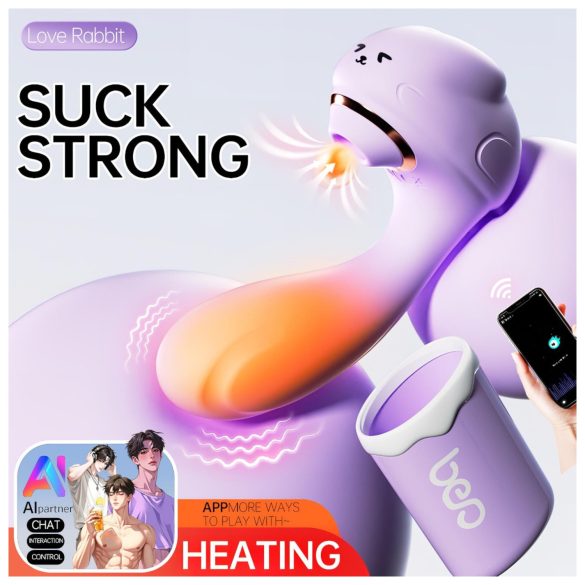 Leopard - wibrator ssąco-wibrujący - silikon fioletowy