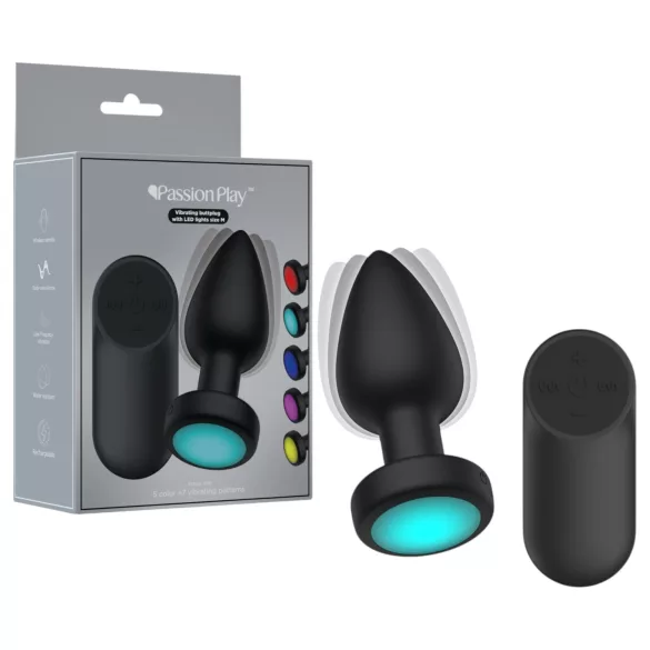 Passion Play - wibrujący analny plug z diodami LED - rozmiar M