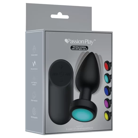 Passion Play - wibrujący analny plug z diodami LED - rozmiar M