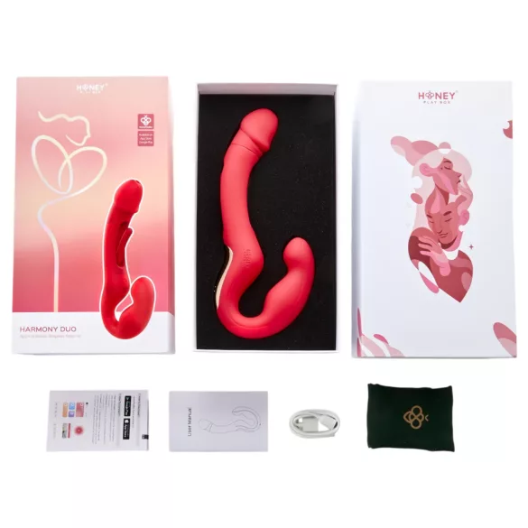 Honey Play Box Harmony Duo - sterowany aplikacją, przypinany wibrator z języczkiem (czerwony)
