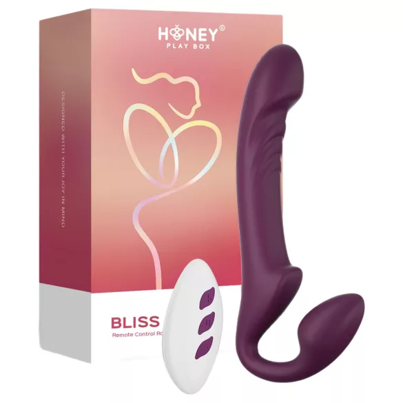 Honey Play Box Bliss - wibrator obrotowy z koralikami do uprzęży - fioletowy