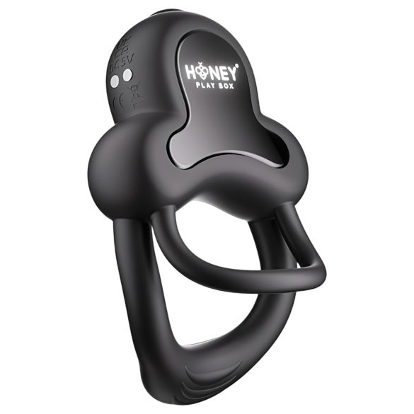 Honey Play Box Anello - pierścień wibrujący na penisa i jądra - silikon czarny