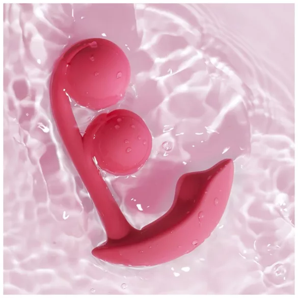 Honey Play Box Melody - sterowany aplikacją wibrujący 2w1 z perełkami (czerwony)