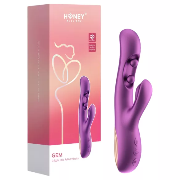 Honey Play Box Gem - wibrujący masażer punktu G i łechtaczki z koralikami sterowany aplikacją (fioletowy)