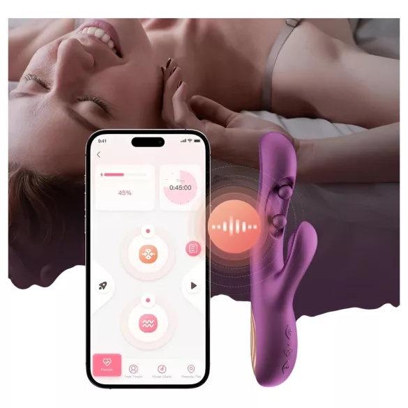 Honey Play Box Gem - wibrujący masażer punktu G i łechtaczki z koralikami sterowany aplikacją (fioletowy)