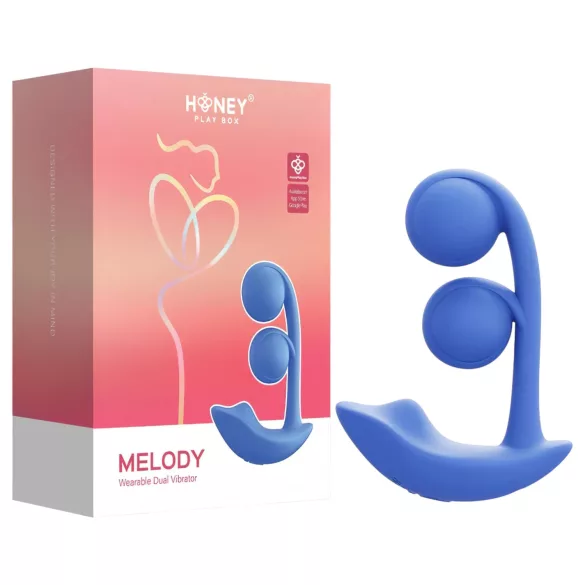 Honey Play Box Melody - sterowany aplikacją wibrujący 2w1 z perełkami (niebieski)