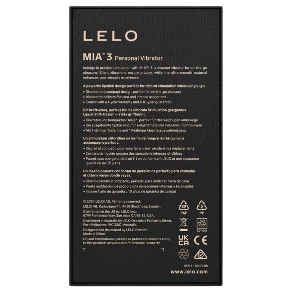 LELO Mia 3 - wibrator mini do torebki - silikon fioletowy