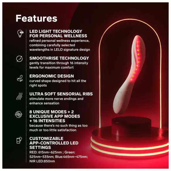 LELO Mona Spectra - inteligentny wibrator na punkt G z diodą LED (biały)