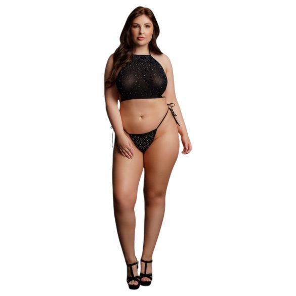Le Désir Plus Size - zestaw imprezowy z dżetami - czarny (XL-3XL)