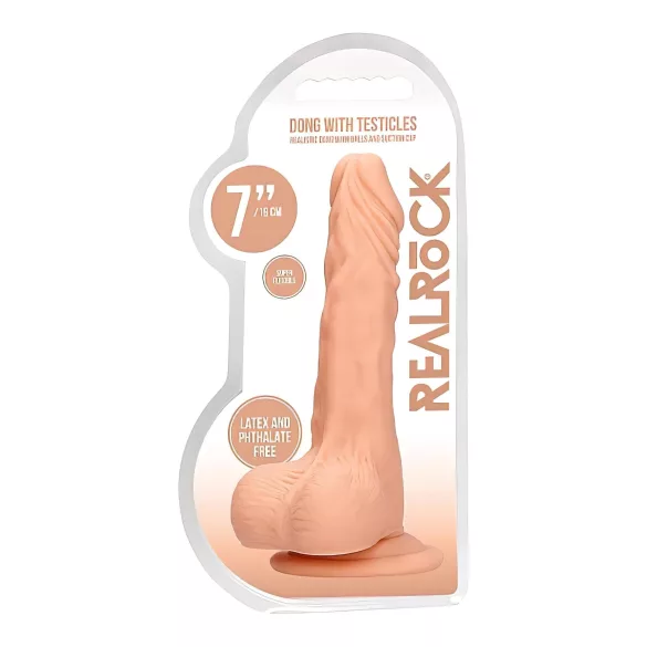 RealRock - dildo realistyczne z jądrami - 17 cm - kolor naturalny