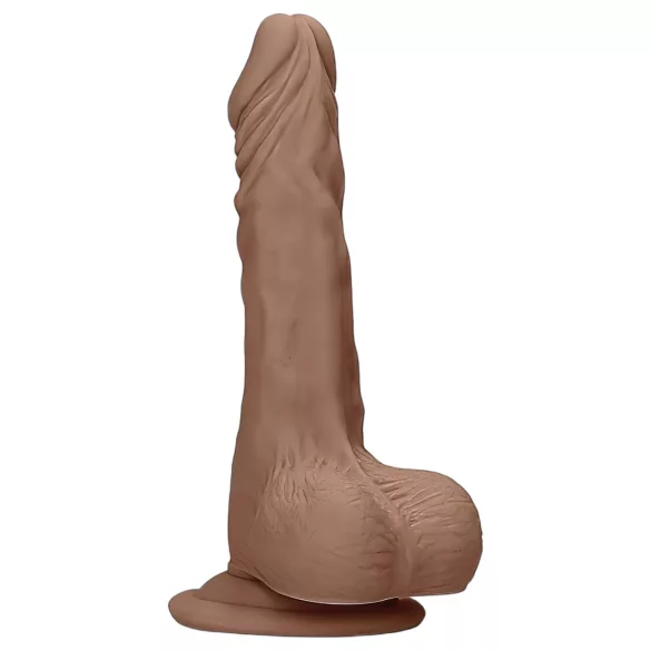 RealRock - realistyczny dildo z jądrami - 17 cm - ciemny kolor