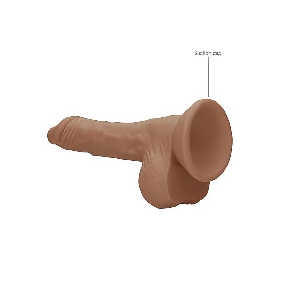 RealRock - realistyczny dildo z jądrami - 17 cm - ciemny kolor