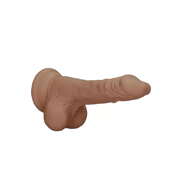 RealRock - realistyczny dildo z jądrami - 17 cm - ciemny kolor
