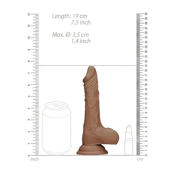 RealRock - realistyczny dildo z jądrami - 17 cm - ciemny kolor