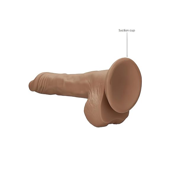 RealRock - dildo realistyczne z jądrami - 25 cm - ciemny odcień