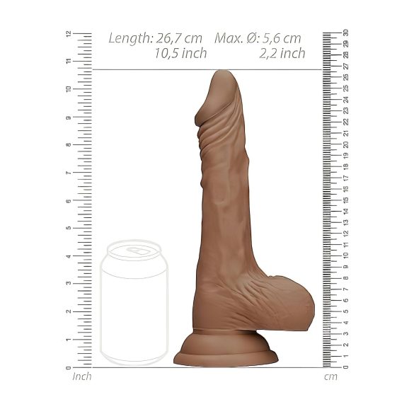 RealRock - dildo realistyczne z jądrami - 25 cm - ciemny odcień
