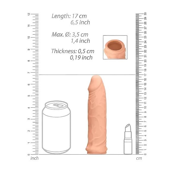 RealRock - nakładka na penisa - wydłużenie 17 cm - kolor naturalny