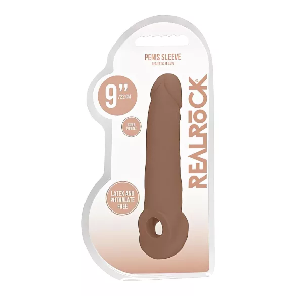 RealRock - nakładka na penisa - 21,5 cm - ciemny naturalny