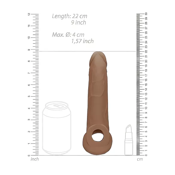 RealRock - nakładka na penisa - 21,5 cm - ciemny naturalny