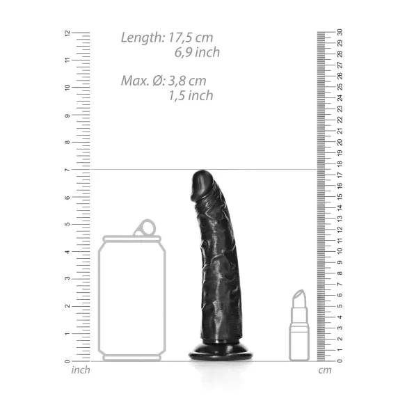 RealRock - realistyczny dildo slim - 15,5 cm - czarny