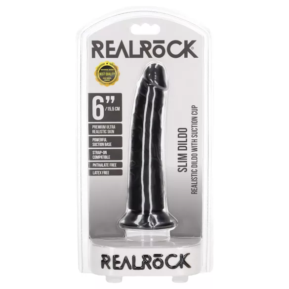 RealRock - realistyczny dildo slim - 15,5 cm - czarny