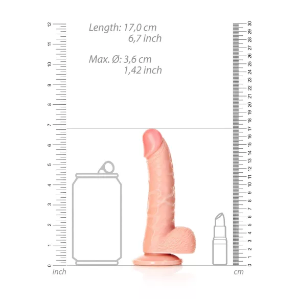 RealRock - dildo z przyssawką - realistyczny - 15,5 cm - kolor naturalny