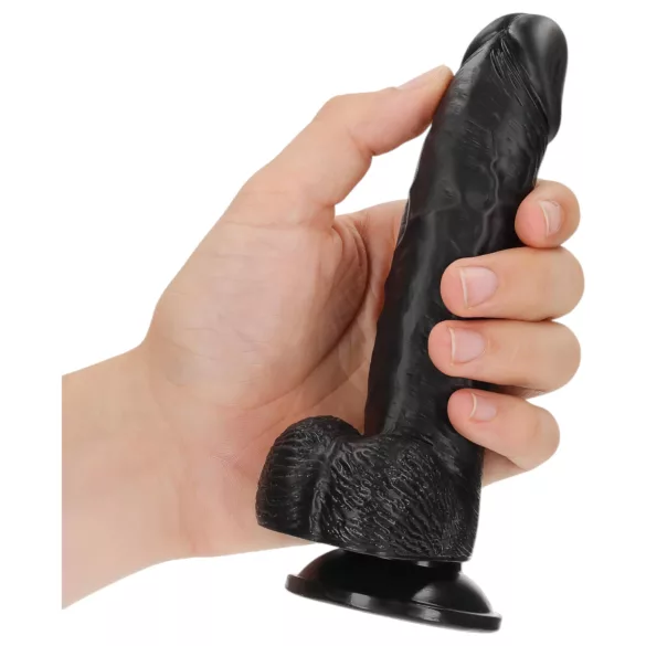 RealRock - dildo z przyssawką - realistyczny - 15,5 cm - czarny