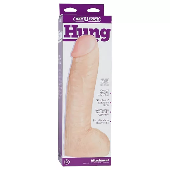 Doc Johnson Vac-U-Lock Hung 12 - realistyczny dildo z jądrami - silikon - beżowy