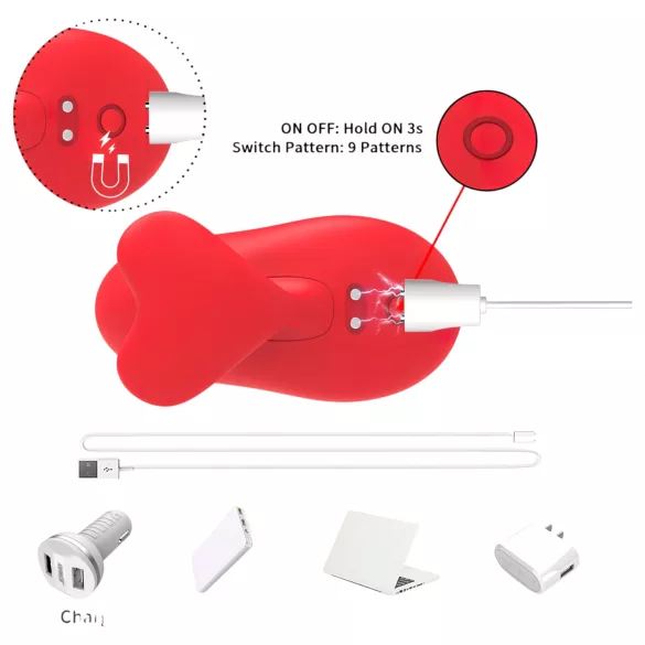 Bestoy - wibrator na palec ładowany USB - czerwony