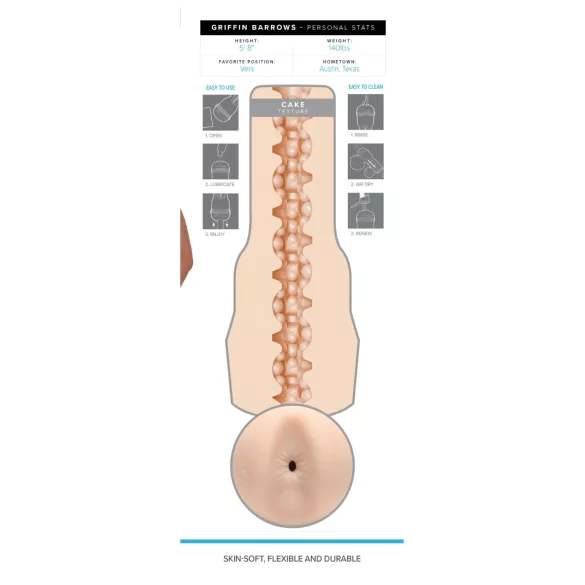 Fleshjack Griffin Barrows - masturbator realistyczna pupa - silikon beżowy